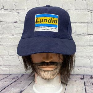 Vintage 90s Hat Cap Strap Back Navy Blue Lundin International Petroleum Libya